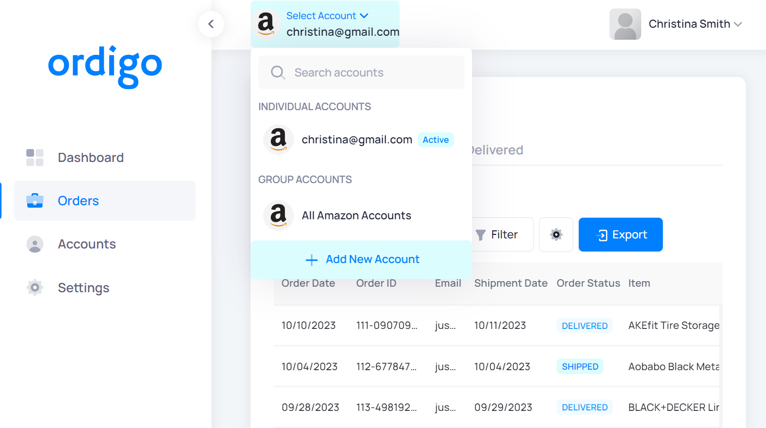 Amazon select multiple accounts
